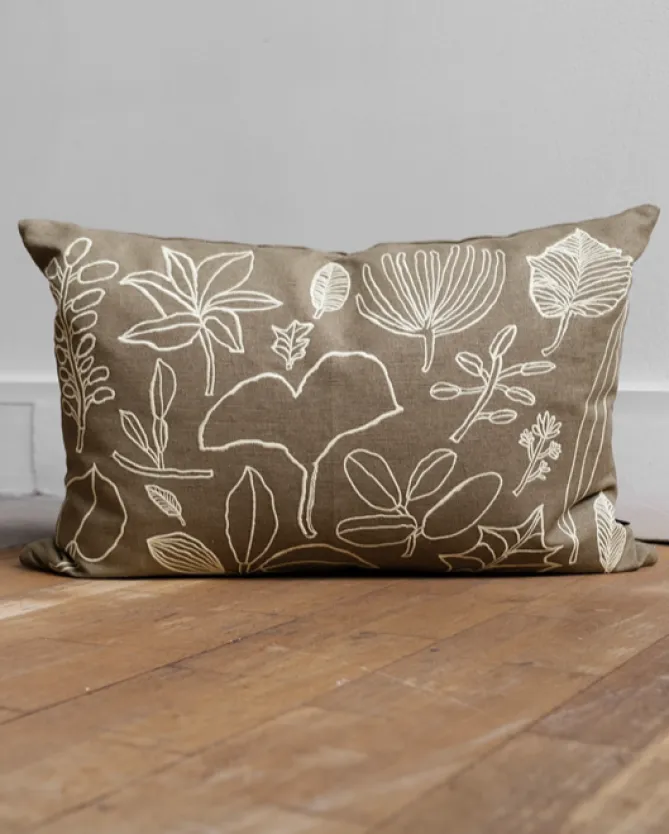Fine Little Day Botanic Leaves -Brodert putetrekk- Puter