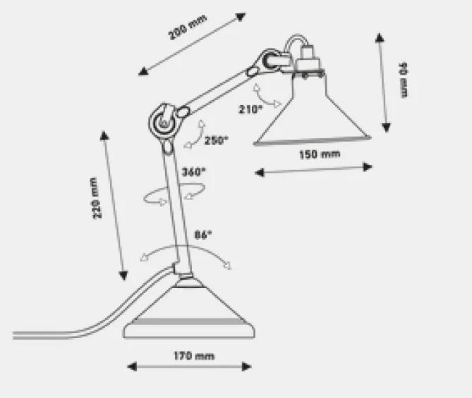 Lampe Gras N207 bordlampe krom- Bordlampe