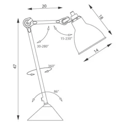 Lampe Gras N205 bordlampe sort- Bordlampe