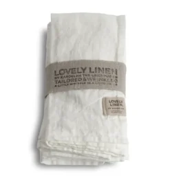 Lovely Linen Linservietter, Lovely 4pk hvite- Til Det Dekkede Bordet