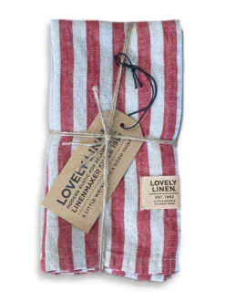 Lovely Linen Linservietter, Lovely 4pk. -Røde- Til Det Dekkede Bordet