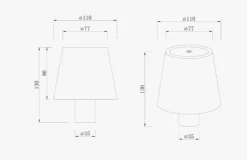 Nordesign Mida -Oppladbar lampe, sort/brun- Bordlampe