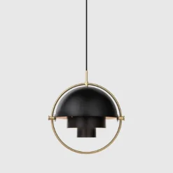 GUBI Multi-Lite Pendel – Charcoal black Brass base- Taklamper Og Plafond