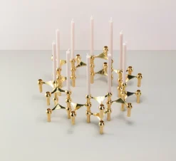 Stoff Nagel Candle Holder – Brass 3pk- Lysestaker / Lyslykter / Lys|Dekor