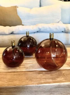 Peri Design Oljelampe – Rund – Cognac- Lysestaker / Lyslykter / Lys