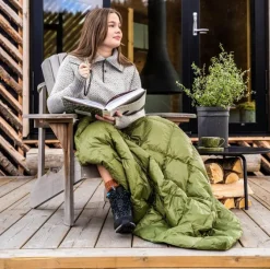 Norsk Dun Out&About Dunpledd Oliven- Sengetepper|Pledd