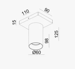 Nordesign Oz K1 -Veggspot -Sort- Vegglampe