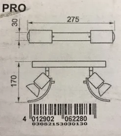 Grossmann PRO Dobbel vegg/taklampe – Krom- Taklamper Og Plafond