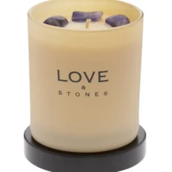 Love &amp; Stones Protection Amethyst Krystall Duftlys- Duftlys/Duftolje|Lysestaker / Lyslykter / Lys