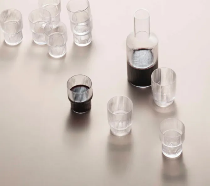 Ferm Living Ripple glass small – 4pk- Til Det Dekkede Bordet