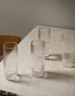 Ferm Living Ripple -Long Drink glass 4pk- Til Det Dekkede Bordet