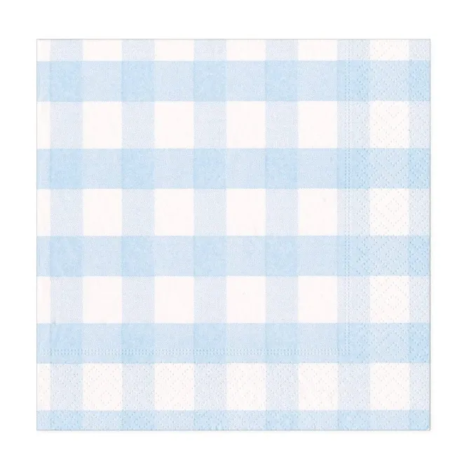 Caspari Servietter lunsj – Gingham Lysblå- Til Det Dekkede Bordet