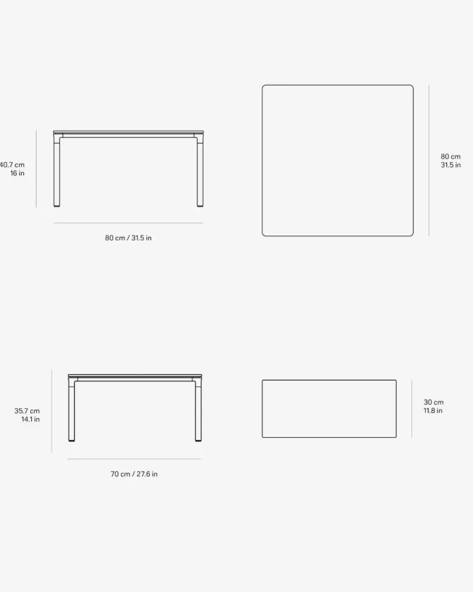 Vipp 427 -Square sofabord, 80x80cm- Bord